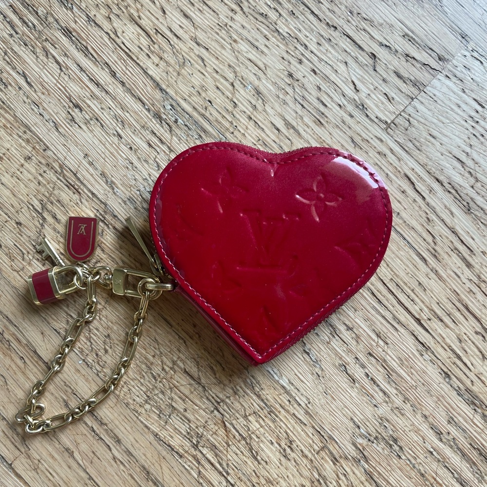 Heart-Shaped Red Leather Keychain